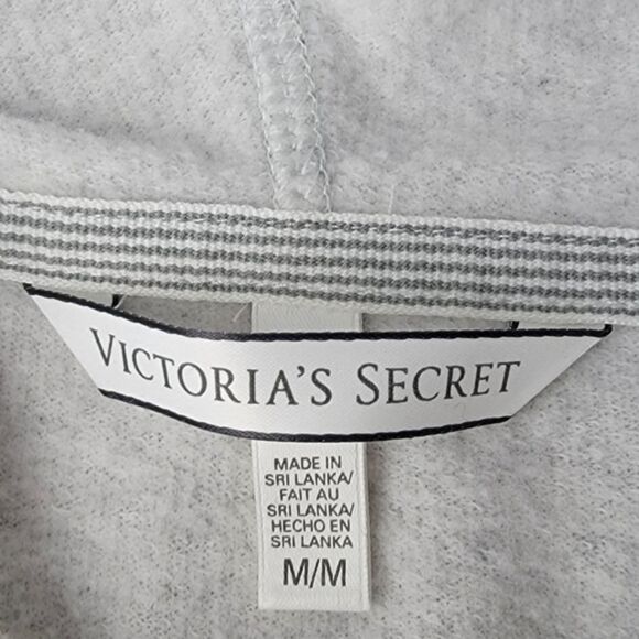 Victoria's Secret Gray Hooded Sweatshirt Metallic Graphic & Angel Wings Medium - Picture 9 of 9